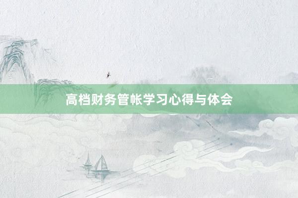 高档财务管帐学习心得与体会